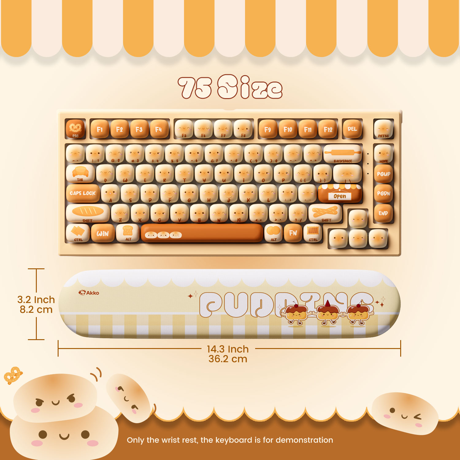 Home Office Keyboard - Akko pudim pães teclado almofada de