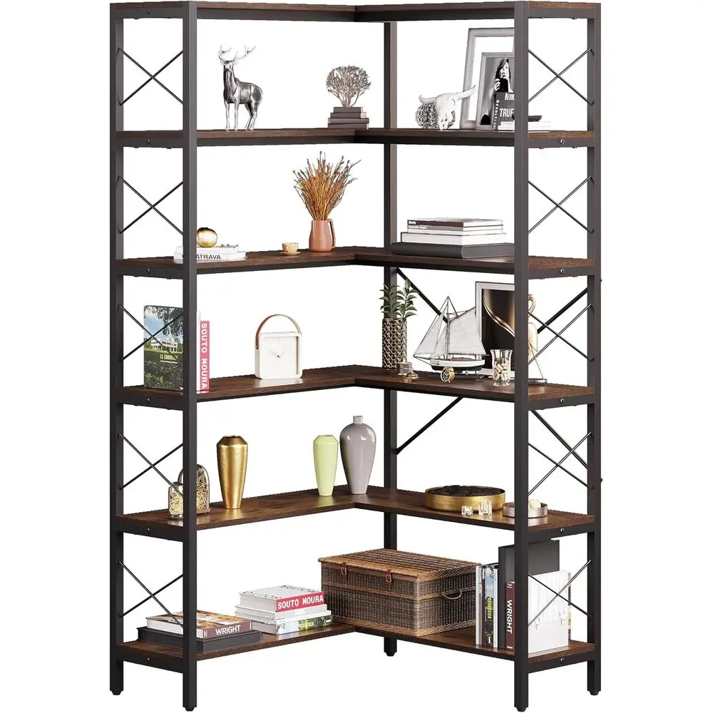 Home Office Industrial Style - Estante Grande em L de 6