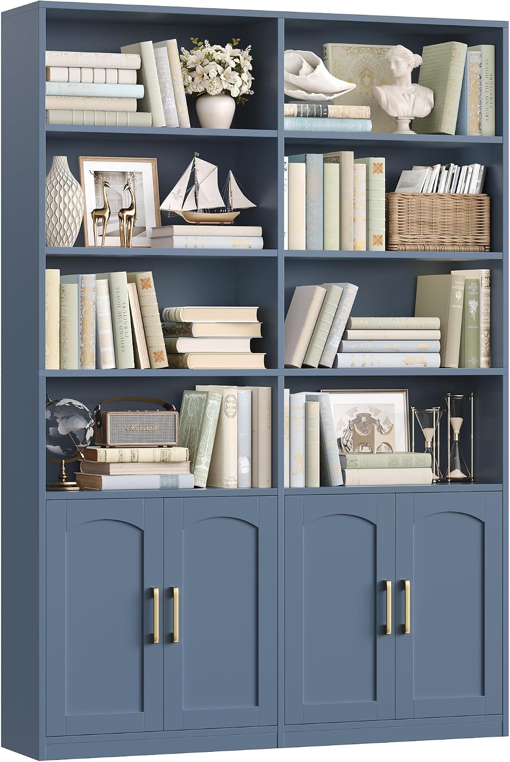 Home Office Industrial Style - Estante Dupla com Portas, Armário Alto