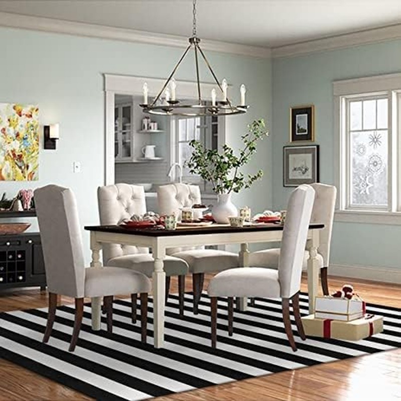 Tapete Listrado Preto e Branco - Home Office Rug avaliação e preço